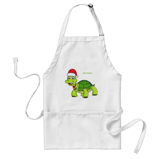Cute lycklig sköldpadda med julhatt förkläde (Framsidan)