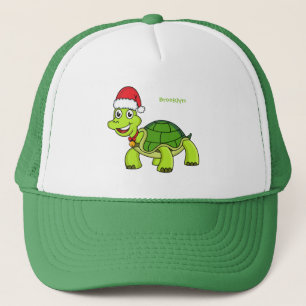Cute lycklig sköldpadda med julhatt keps