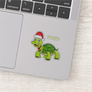 Cute lycklig sköldpadda med julhatt klistermärken
