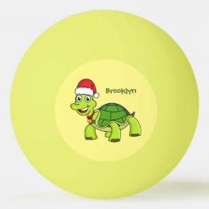 Cute lycklig sköldpadda med julhatt pingisboll