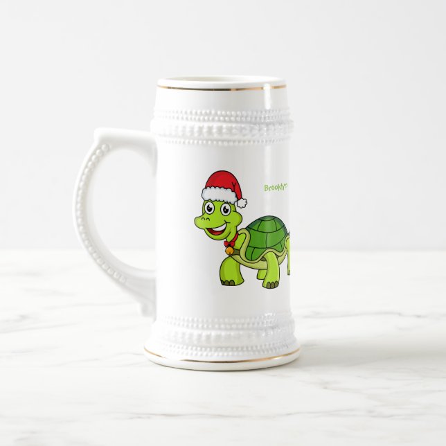 Cute lycklig sköldpadda med julhatt sejdel (Vänster)