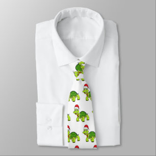 Cute lycklig sköldpadda med julhatt slips