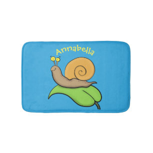 Cute, lycklig snigel på tecknaden löv badrumsmatta