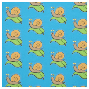 Cute, lycklig snigel på tecknaden löv tyg