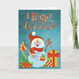 Cute Lycklig Snögubbe God jul Kort