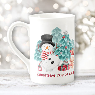 Cute Lycklig Snögubbe jul Namn Benporslin Mugg