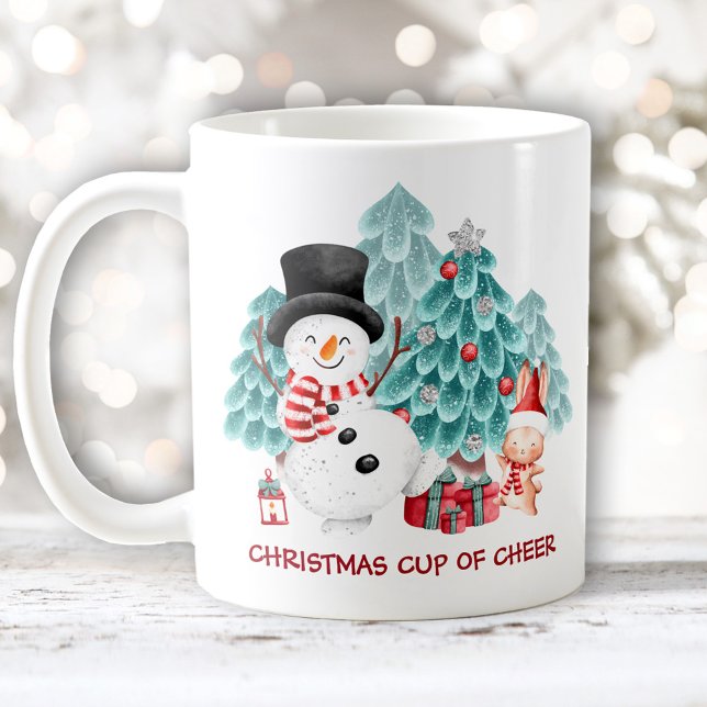 Cute Lycklig Snögubbe jul Namn Kaffemugg (Cute Happy Snowman Christmas Name Coffee Mug)