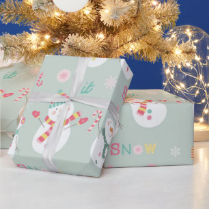 Cute Lycklig Snögubbe Låt det snöa Kids jul Presentpapper