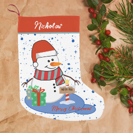 Cute Lycklig Snögubbe Northpole Liten Julstrumpa