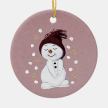 Cute Lycklig Snögubbe Rosa - Helgdag