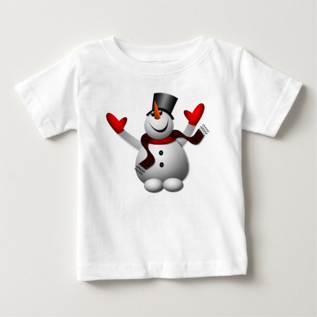 Cute Lycklig Snögubbe Tee Shirt (Framsida)
