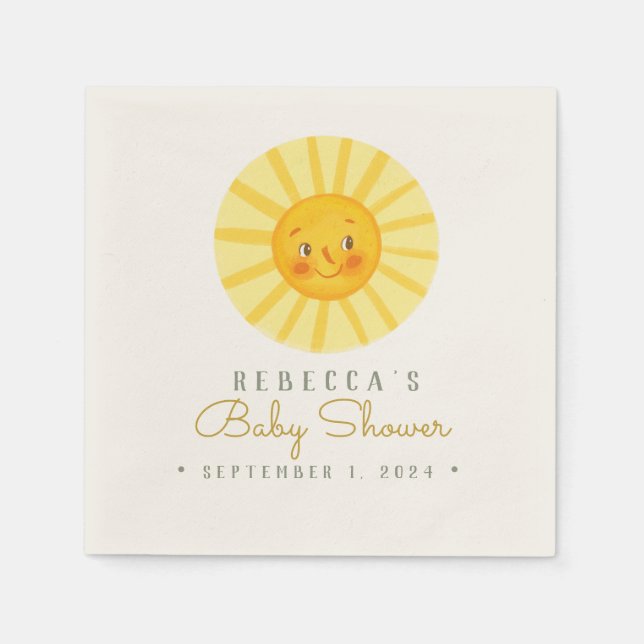 Cute Lycklig sol babydusch Napkins Pappersservett (Framsidan)