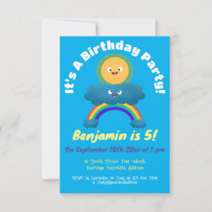 Cute lycklig sol molninbjudan till tecknad för reg inbjudningar