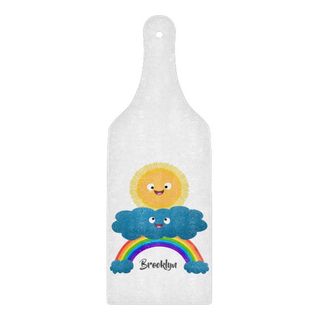 Cute lycklig sol molnregnbåge tecknad (Framsidan)