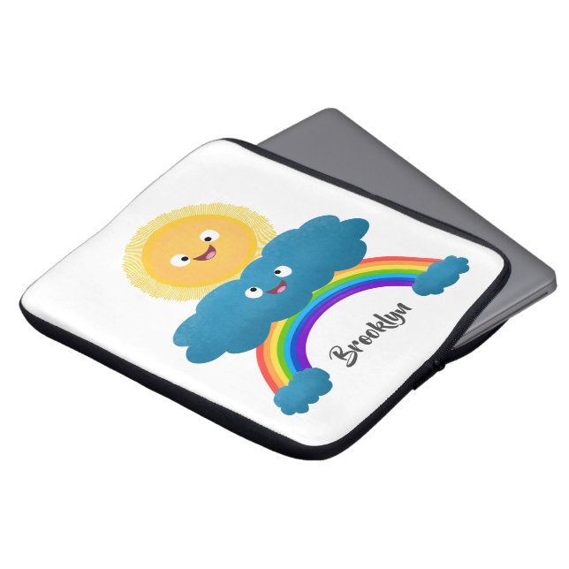 Cute lycklig sol molnregnbåge tecknad laptop fodral (Framsida topp)