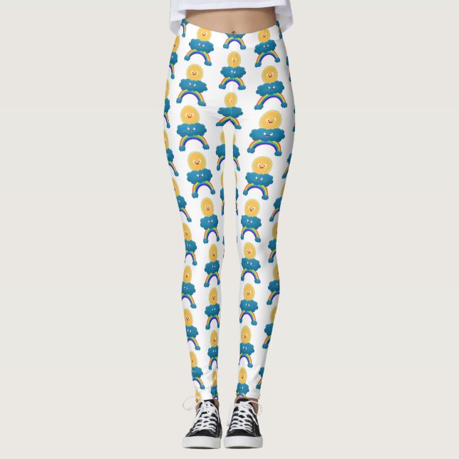 Cute lycklig sol molnregnbåge tecknad leggings (Framsida)