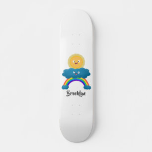 Cute lycklig sol molnregnbåge tecknad mini skateboard bräda 18,5 cm