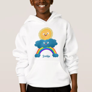 Cute lycklig sol molnregnbåge tecknad t shirt