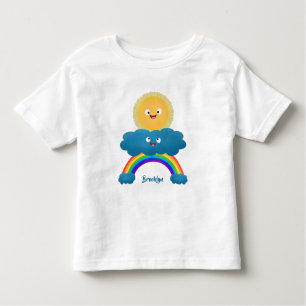 Cute lycklig sol molnregnbåge tecknad t shirt