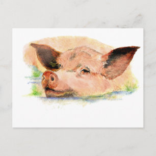 Cute Lycklig som Gris i Lera, Farm Animal, Humor Vykort