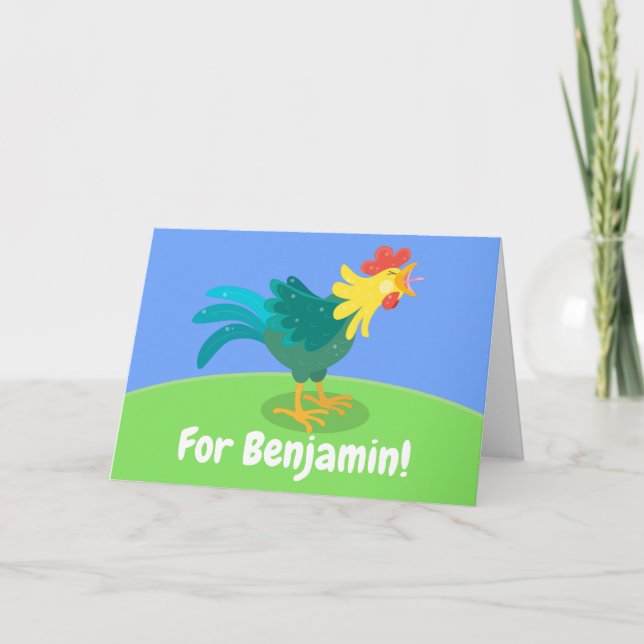 Cute lycklig som odlar tupp tecknad mönster kort (Framsida)