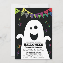 Cute Lycklig Spooky Ghost Halloween Costume Party Inbjudningar