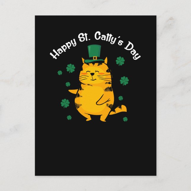 Cute Lycklig St. Catty's Day for St. Patty Vykort (Framsida)