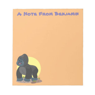 Cute lycklig stor gorilla-tecknad anteckningsblock