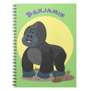 Cute lycklig stor gorilla-tecknad anteckningsbok