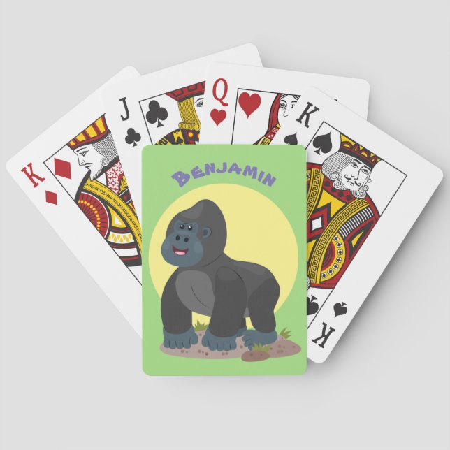 Cute lycklig stor gorilla-tecknad casinokort (Baksidan)
