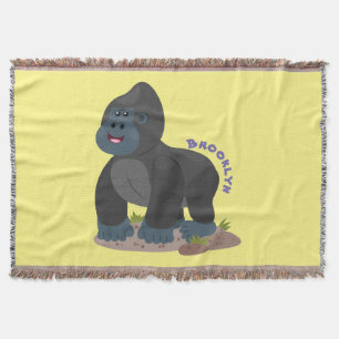 Cute lycklig stor gorilla-tecknad filt