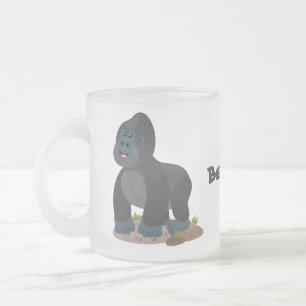 Cute lycklig stor gorilla-tecknad frostad glasmugg