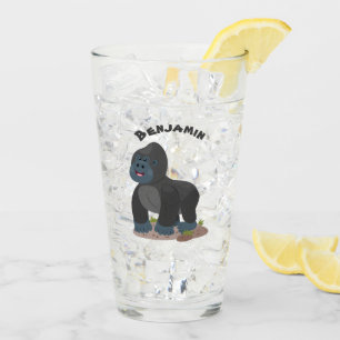 Cute lycklig stor gorilla-tecknad glaskopp