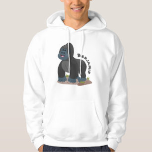 Cute lycklig stor gorilla-tecknad hoodie