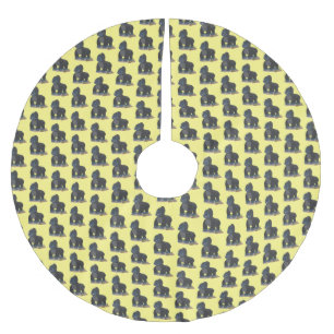 Cute lycklig stor gorilla-tecknad julgransmatta borstad polyester