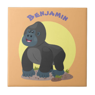 Cute lycklig stor gorilla-tecknad kakelplatta