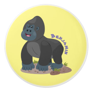Cute lycklig stor gorilla-tecknad knopp