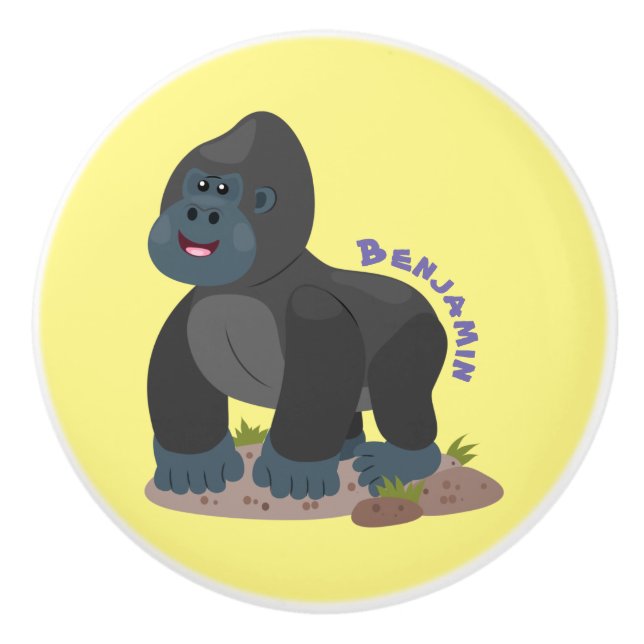 Cute lycklig stor gorilla-tecknad knopp (Framsidan)
