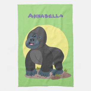 Cute lycklig stor gorilla-tecknad kökshandduk