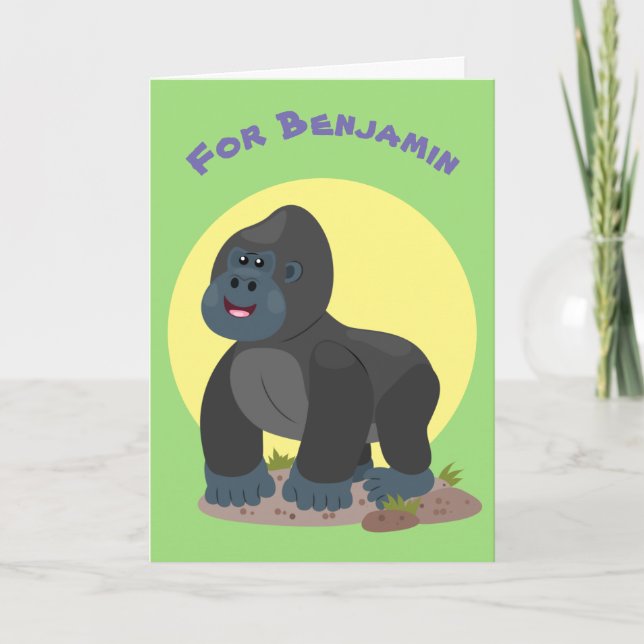 Cute lycklig stor gorilla-tecknad kort (Framsida)