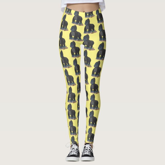 Cute lycklig stor gorilla-tecknad leggings (Framsida)