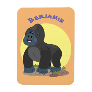 Cute lycklig stor gorilla-tecknad magnet