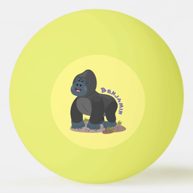 Cute lycklig stor gorilla-tecknad pingisboll (Framsidan)