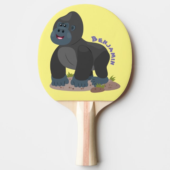 Cute lycklig stor gorilla-tecknad pingisracket (Framsidan)