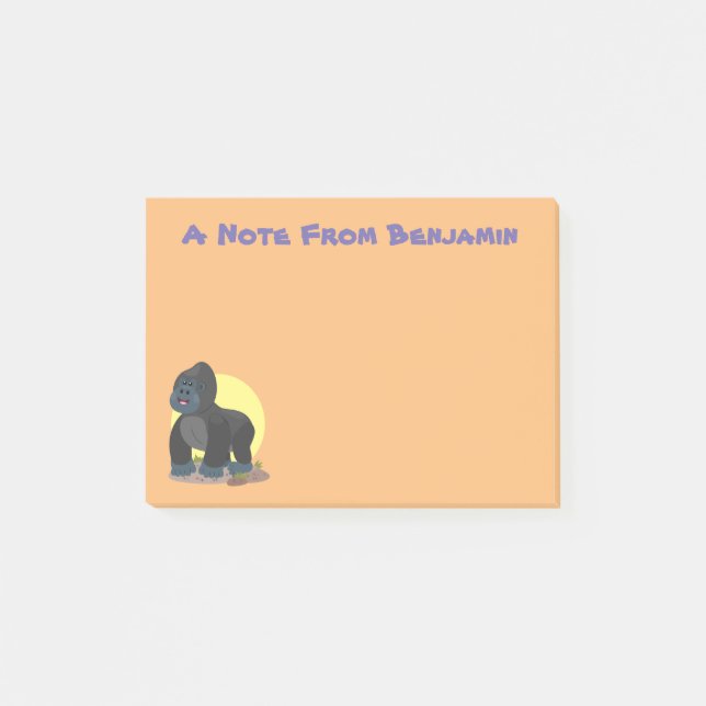 Cute lycklig stor gorilla-tecknad post-it block (Framsida)