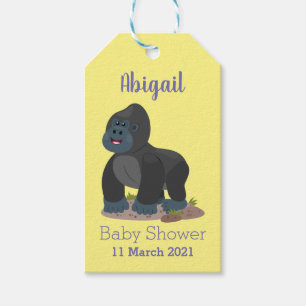 Cute lycklig stor gorilla-tecknad presentetikett