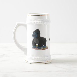 Cute lycklig stor gorilla-tecknad sejdel