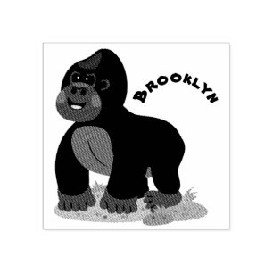 Cute lycklig stor gorilla-tecknad stämpel