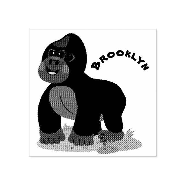 Cute lycklig stor gorilla-tecknad stämpel (Tryck)