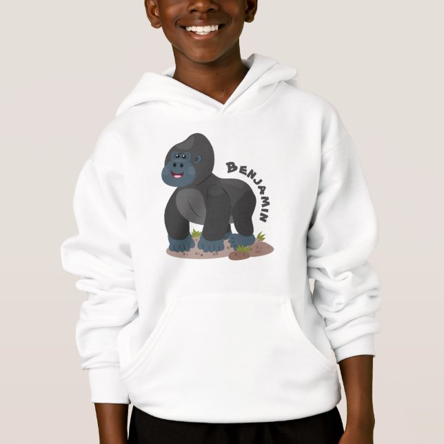 Cute lycklig stor gorilla-tecknad t shirt (Framsida)